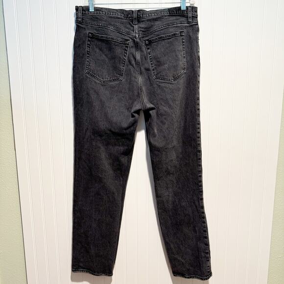 Abercrombie Fitch 90s Straight Ultra High Rise Jeans Washed Black Size 16 Long - Picture 5 of 6